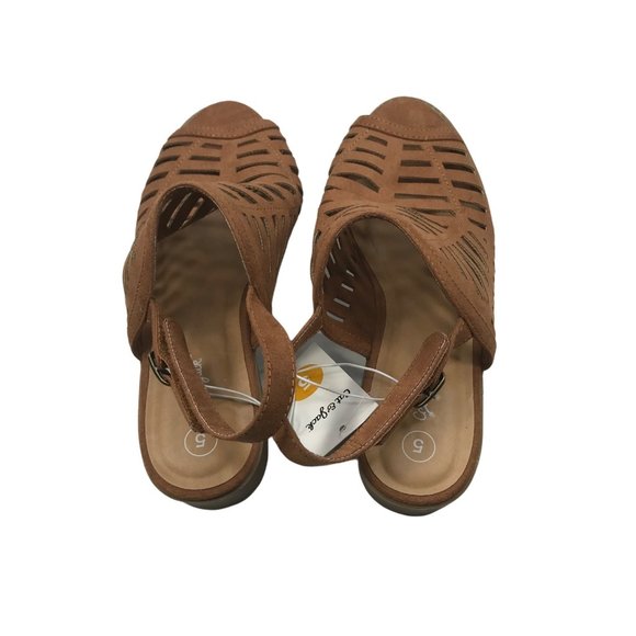 Cat And Jack Girl's Size 5 Open Toe Strap Shoes Brown New With Tags - Picture 3 of 12